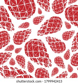 Seamless pattern. Stylized red pine cone illustration on white background. Hand drawn graphic illustration. 