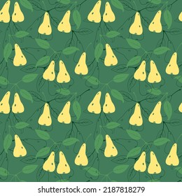 seamless pattern stylized ripe big pears