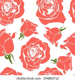 Seamless pattern with stylized roses