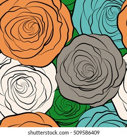 Seamless pattern of stylized roses.