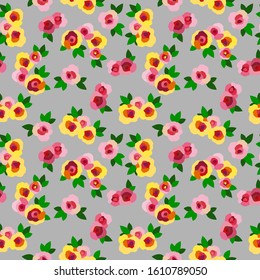 seamless pattern with stylized roses in bright colors, wallpaper ornament, wrapping paper, romantic background