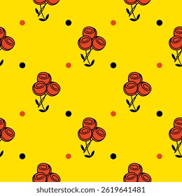 seamless pattern with stylized roses, vector drawing