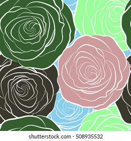 Seamless pattern with stylized roses. Vintage floral background. Can be use as digital paper, fills or print off onto fabric.