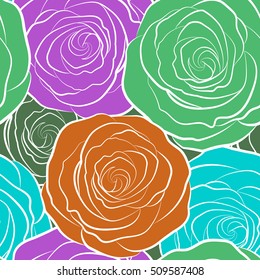 Seamless pattern with stylized roses. Vintage floral background. Can be use as digital paper, fills or print off onto fabric.