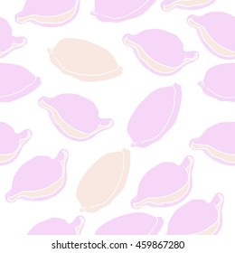 Seamless   pattern of  stylized  sea  motif, doodles,  spot,hole,cowrie, shell, object  . Hand drawn.