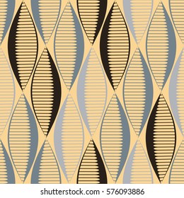 Seamless pattern with stylized seed ribbons in ivory and silver shades