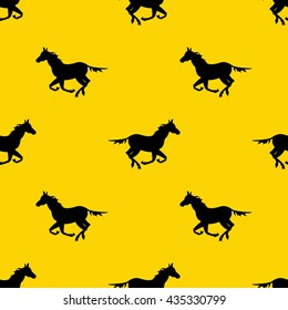 Seamless pattern with stylized silhouette horses. Vector background.