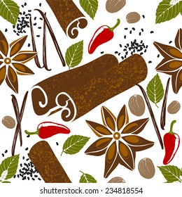 seamless pattern with stylized spices