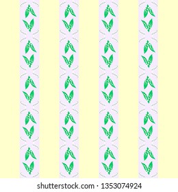 Seamless pattern of stylized spring flowers Lily of the valley with green leaves, spring natural background for printing, fabrics