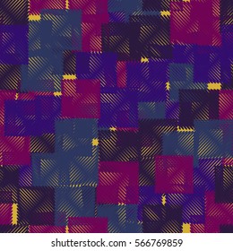 Seamless pattern. Stylized squares. Random order. Chaotic spread. Fashion camouflage.