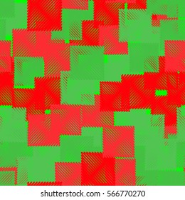 Seamless pattern. Stylized squares. Random order. Chaotic spread. Fashion camouflage.