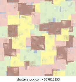 Seamless pattern. Stylized squares. Random order. Chaotic spread. Fashion camouflage.