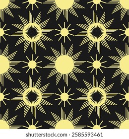 Seamless pattern with stylized stars and other decorative elements. Vector illustration