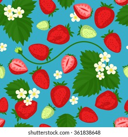 Seamless pattern with stylized strawberries