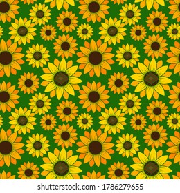 patrón sin fisuras, flores estilizadas de girasol en colores vivos, adorno para papel de pared y telas, scrapbooking