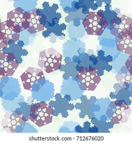 Seamless pattern from stylized transparent snowflakes. The order is random. Background for festive events, suitable as camouflage.