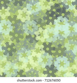 Seamless pattern from stylized transparent snowflakes. The order is random. Background for festive events, suitable as camouflage.
