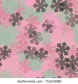 Seamless pattern from stylized transparent snowflakes. The order is random. Background for festive events, suitable as camouflage.