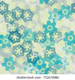 Seamless pattern from stylized transparent snowflakes. The order is random. Background for festive events, suitable as camouflage.