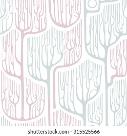 Seamless pattern with stylized trees.