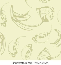 Seamless pattern with stylized tulips. Monochrome vector illustration