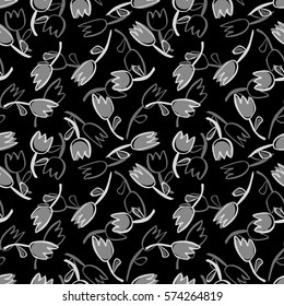 Seamless pattern with stylized tulips. Vector background.