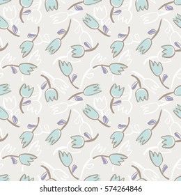 Seamless pattern with stylized tulips. Vector background.