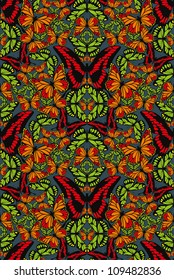 Seamless pattern with stylized vector butterflies