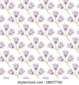Seamless pattern with stylized violet flowers. Vector
