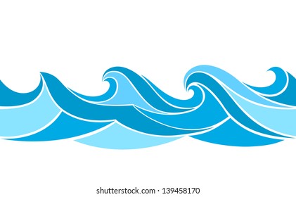 Seamless pattern with stylized waves
