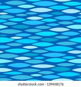 Seamless pattern with stylized waves, on a blue background