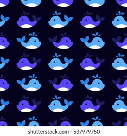 Seamless pattern with stylized whales