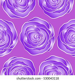 Seamless pattern of stylized white and violet roses.