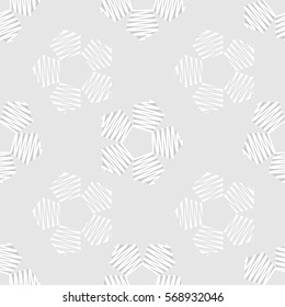 Seamless pattern. Stylized wire pentagons. Grey tones.