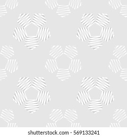 Seamless pattern. Stylized wire pentagons. Grey tones.