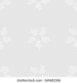 Seamless pattern. Stylized wire pentagons. Grey tones.