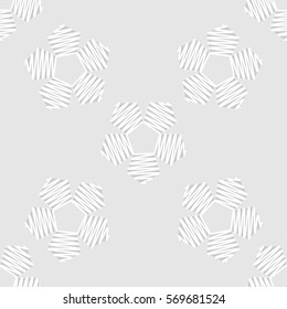 Seamless pattern. Stylized wire pentagons. Grey tones.