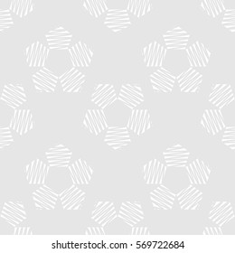 Seamless pattern. Stylized wire pentagons. Grey tones.