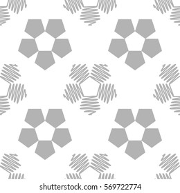 Seamless pattern. Stylized wire pentagons. Grey tones.
