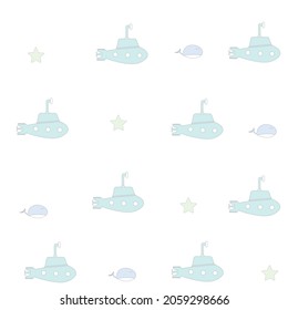 Seamless pattern submarine pastel . Vector illustration.