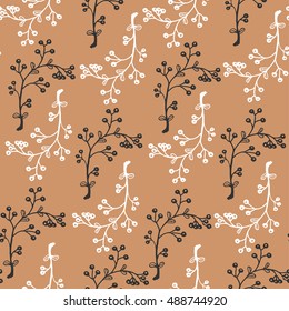 Seamless pattern with successive branches and flowers. Vector illustration for your design