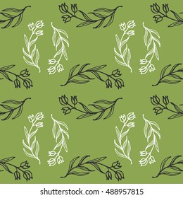 Seamless pattern with successive branches and flowers. Vector illustration for your design