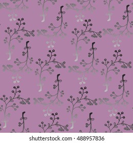 Seamless pattern with successive branches and flowers. Vector illustration for your design