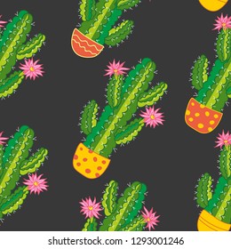 seamless pattern of succulent and cactus. vector botanical illustration 