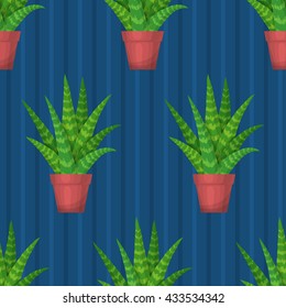 Seamless pattern with succulent. Wallpaper vector illustration.