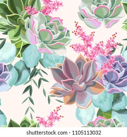 Seamless pattern with a succulents