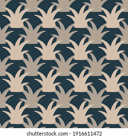 Seamless pattern of succulents in calm dark colors for wallpaper, wrapping paper, printing, designs