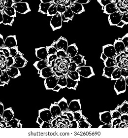 Seamless pattern with succulents. Hand drawn background.