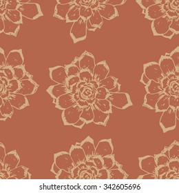 Seamless pattern with succulents. Hand drawn background.