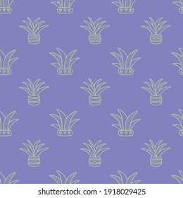 Seamless pattern from succulents in pots for wallpaper, wrapping paper, printing, designs